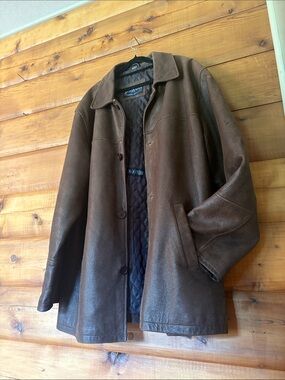 1990’s/Y2K Shunyuan Brown Leather Coat, XXXL